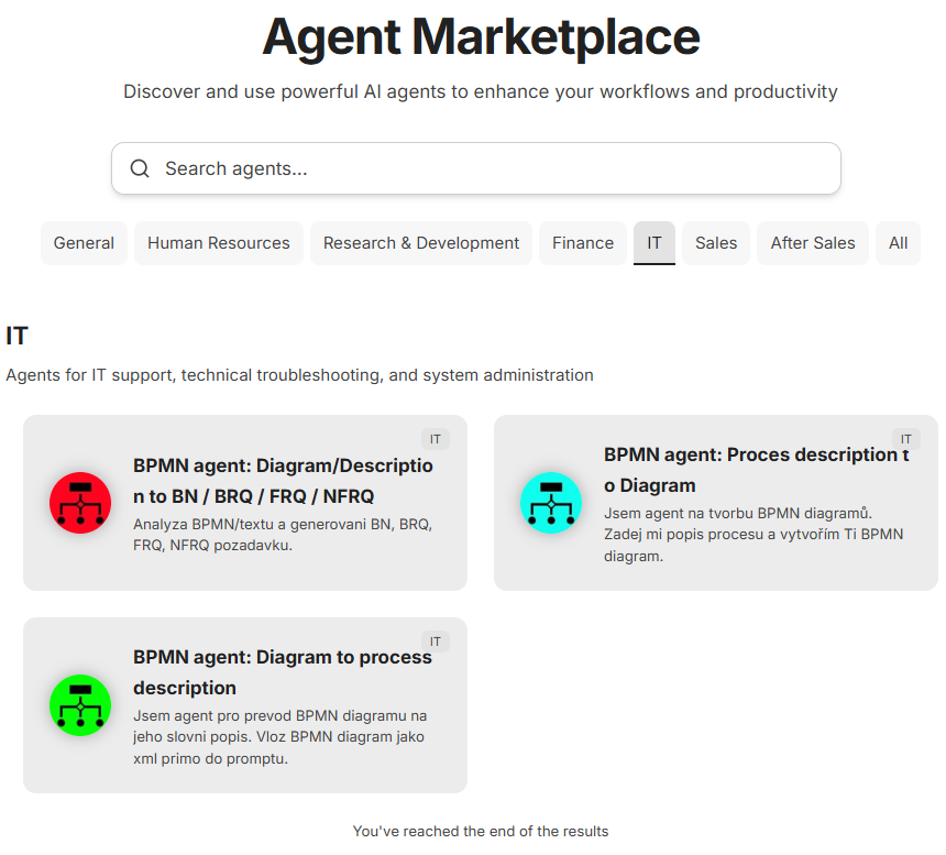 MaiK Agent Marketplace with BPMN agents